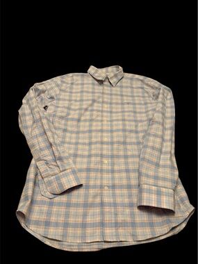 Barbour Light Blue and Cream Plaid Button-Down Shirt